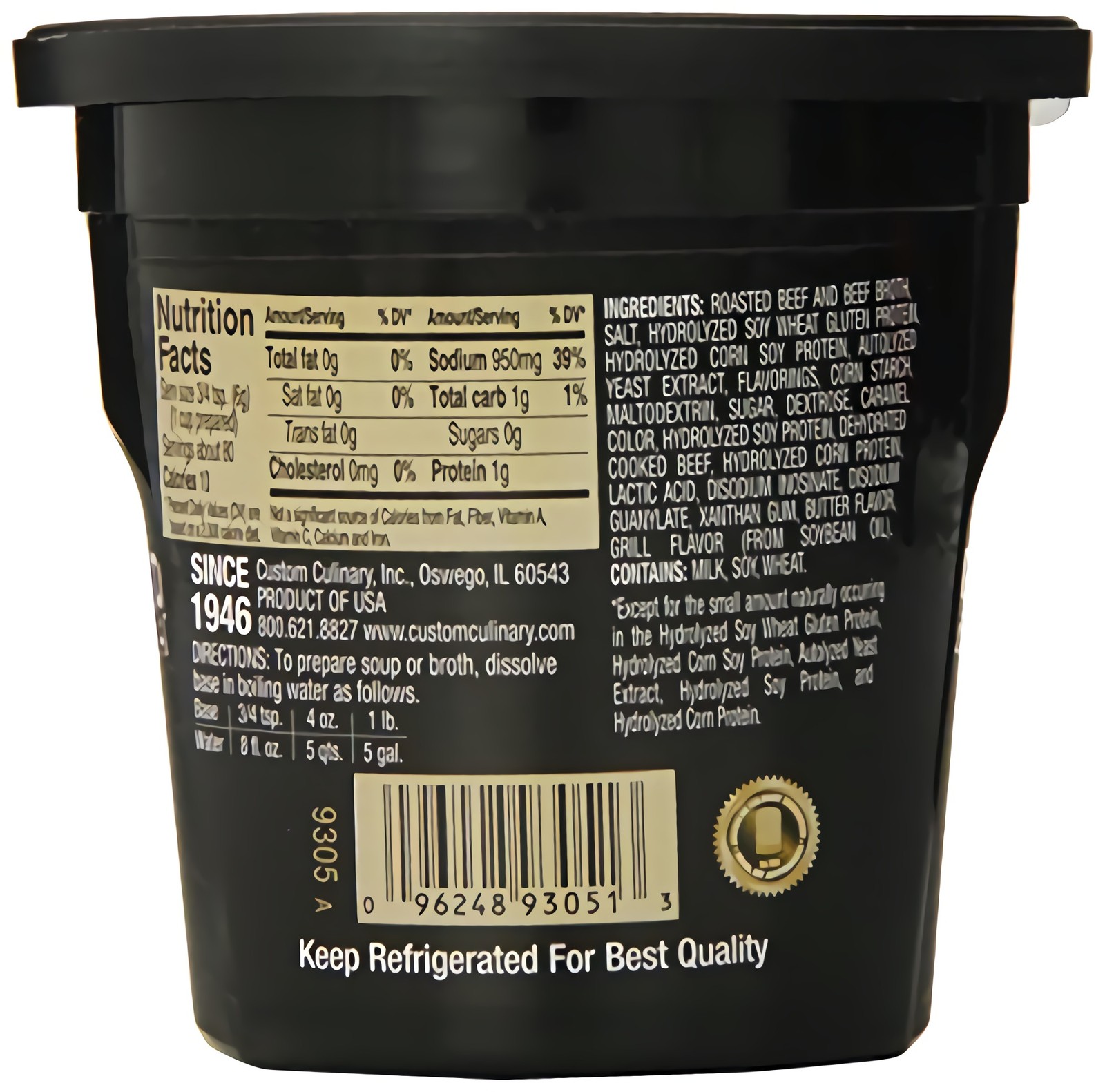 Custom Culinary Gold Label Base Savory, Roasted Beef, 1 Pound