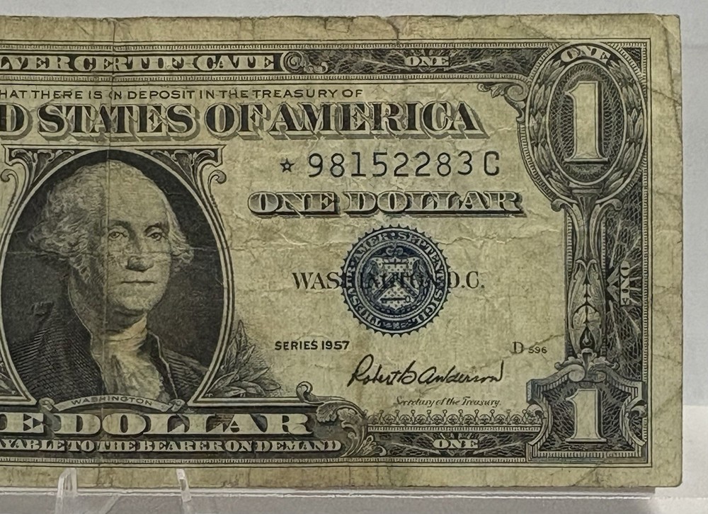 1957 $1 Note Silver Certificate Star Note, #⭐️98152283C! 🔥