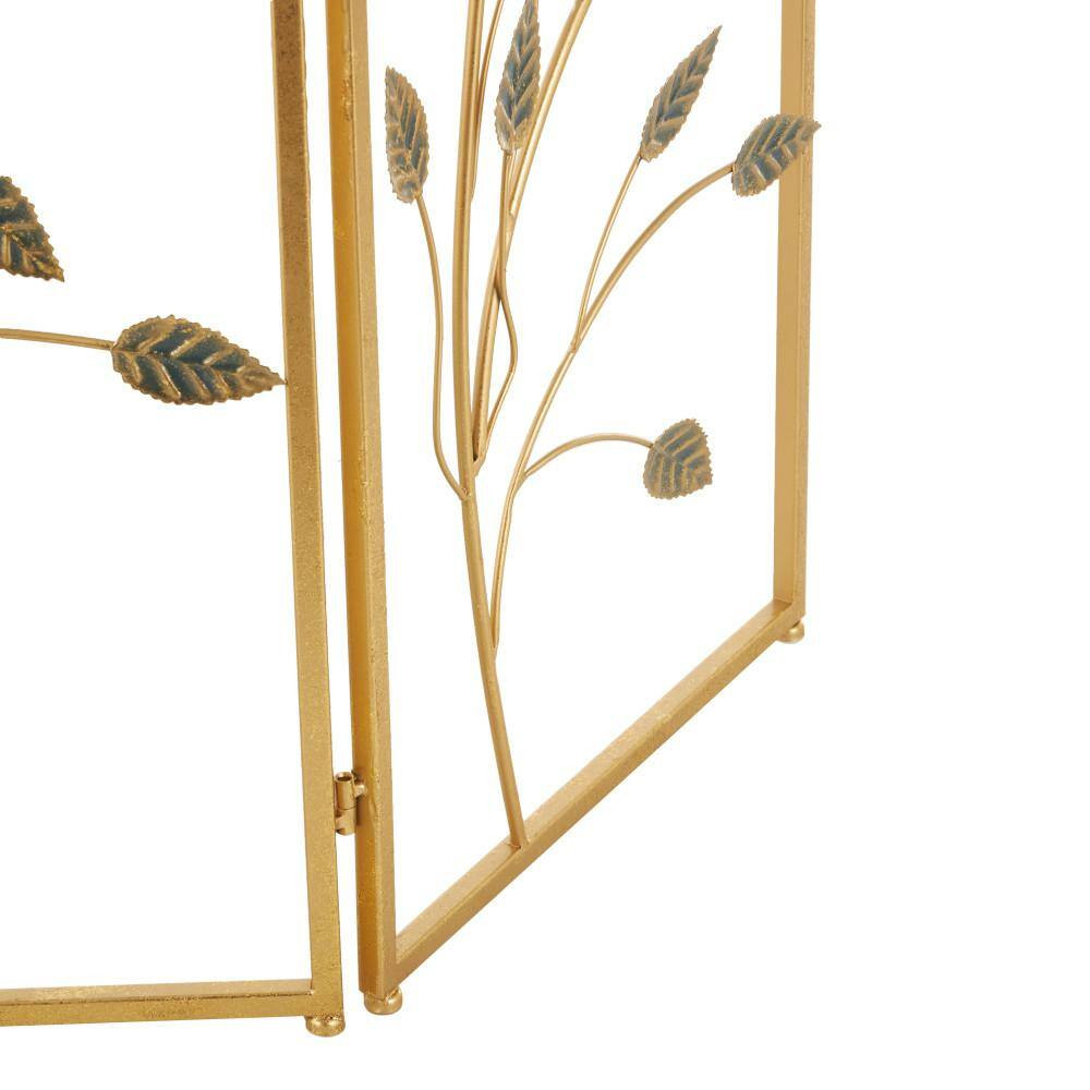 Gold Metal Leaf Foldable 3-Panel Fireplace Screen