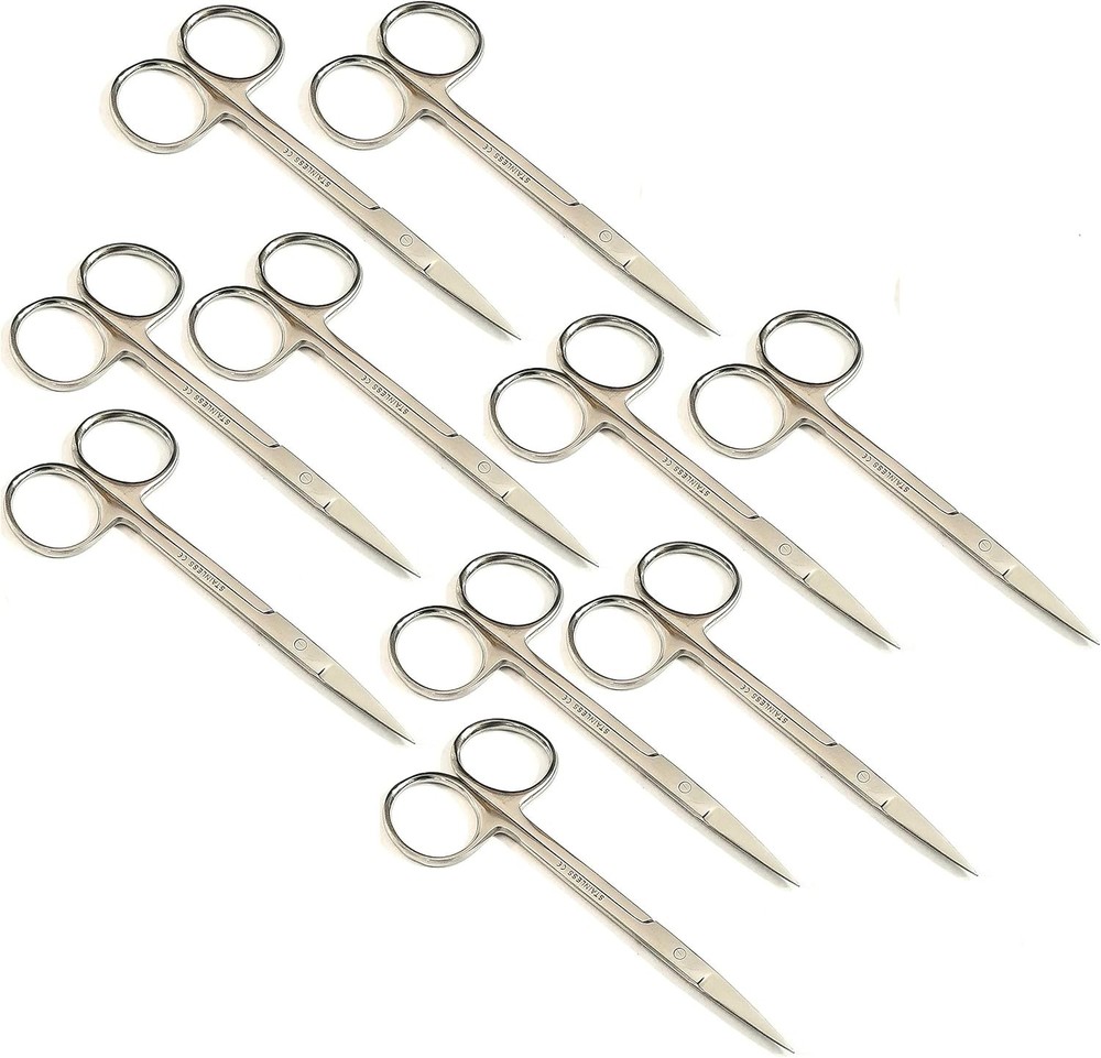10-Pack Iris Micro Dissecting Lab Sharp Scissors,4.5"(11.4cm)Fine Point Straight