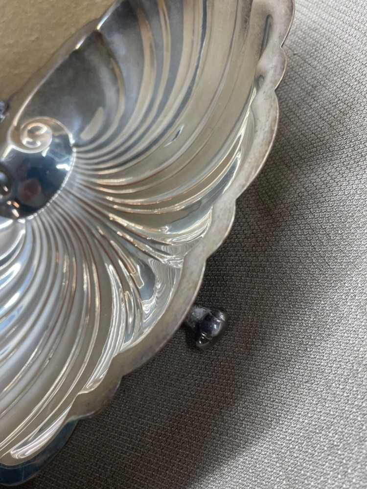 Glastonbury Silver on Copper Shell Dish footed marked 608