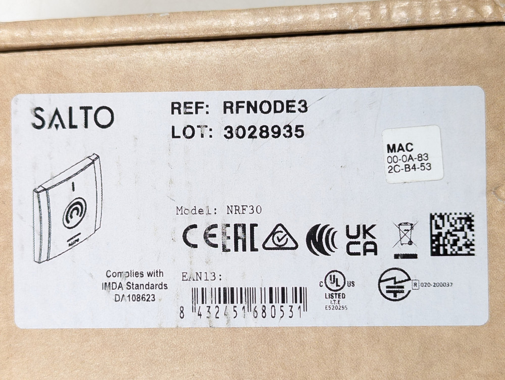 Salto NRF30 Inspired Access RF Node 3 Bluenet (RFNODE3) White