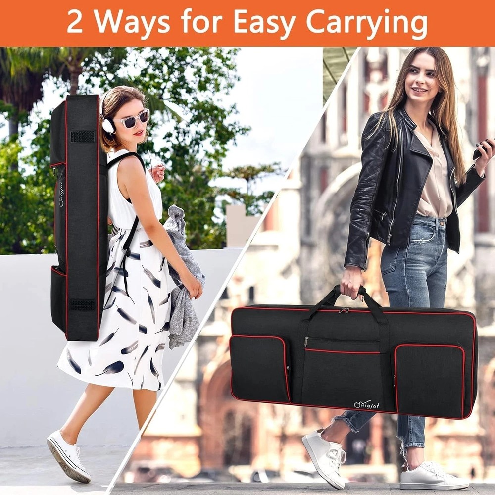 Portable 61-Key Keyboard Case with Adjustable Straps & Multiple Storage Options