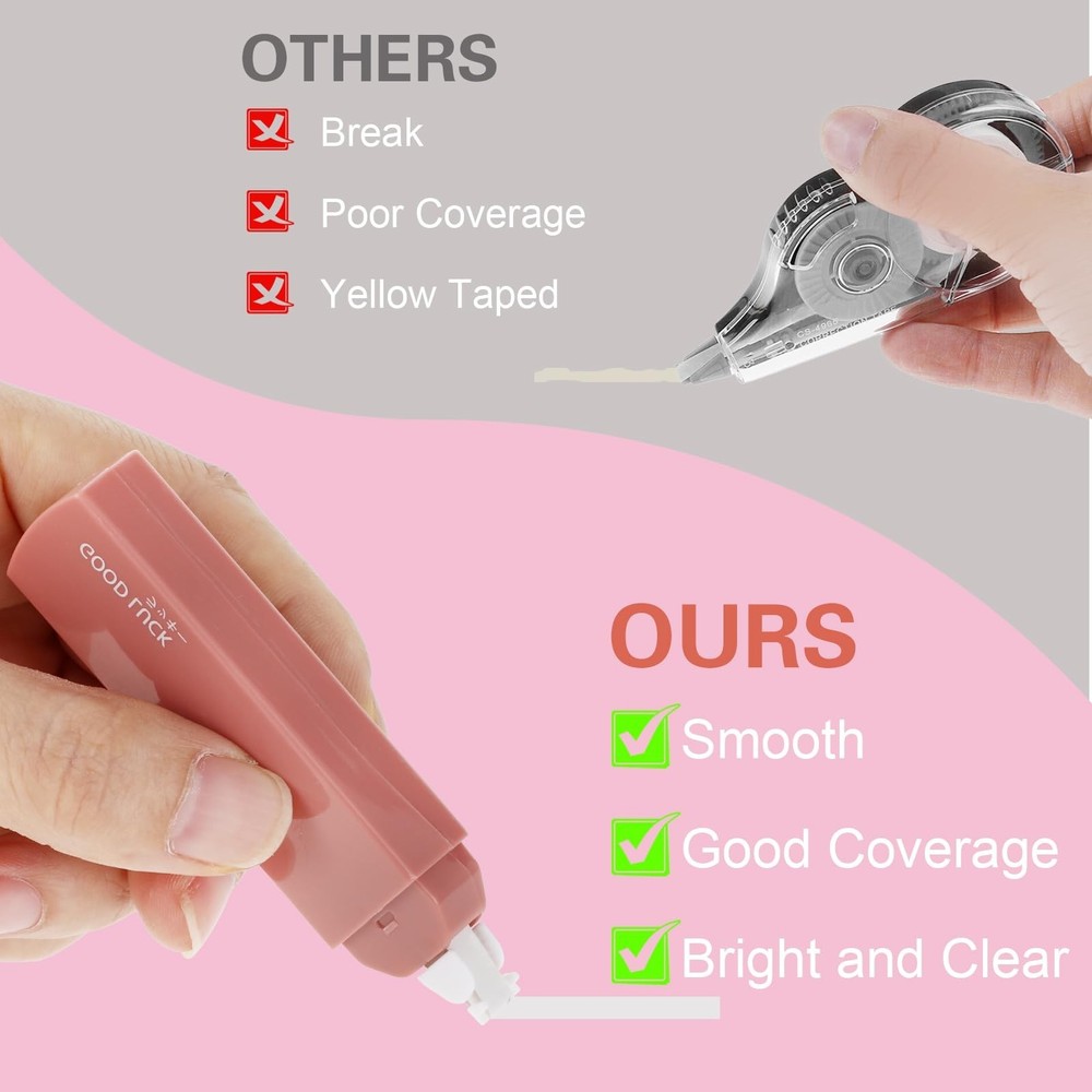 6Pcs Mini White Correction Tapes, Quick Dry Smooth Pull Out for Writing, 118F...