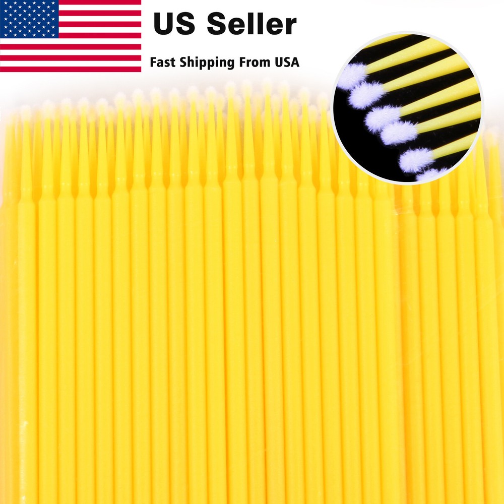 100 Micro Brushes Applicators Microbrush Dental Regular Yellow 2.0 mm