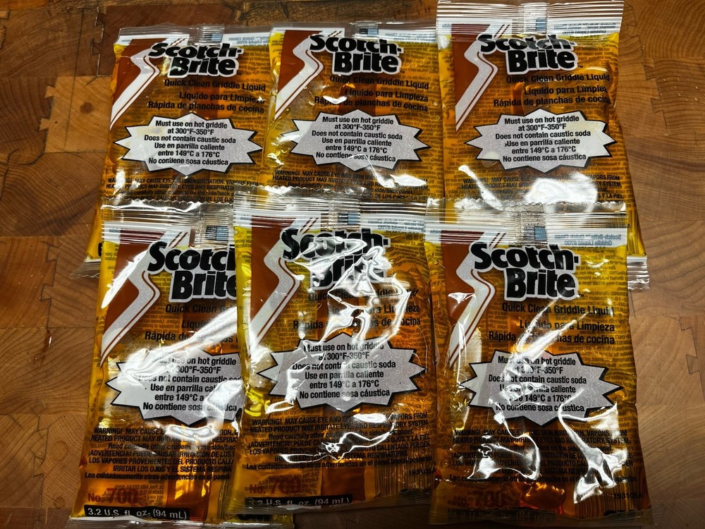 (6) 3M Scotch-Brite 700 Quick Clean Griddle Liquid 3.2oz Packets NEW