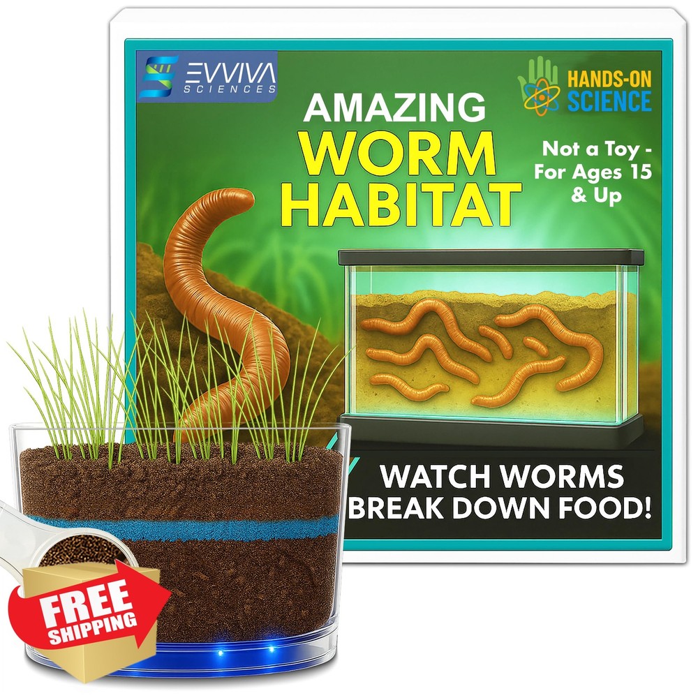 ES EVVIVA SCIENCES Worm Habitat Kit Science Ecosystem Container