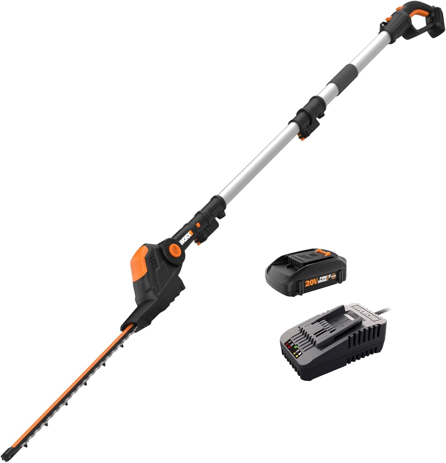 WORX WG252 Cordless 20V 2-in-1 Hedge Trimmer w/ Attachment Capabilities