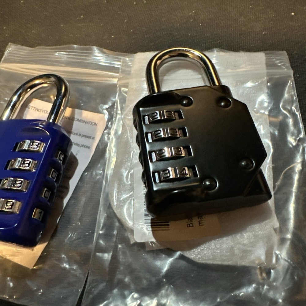 Combo Lock for Lockers, 4 Digit Combination Padlock, 2 Pack Pad Locks with Code