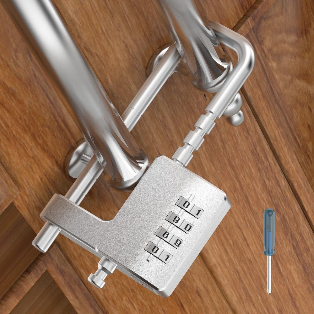 Cabinet Lock with Combination, Adjustable U-Shaped Combination Cabinet Lock L...