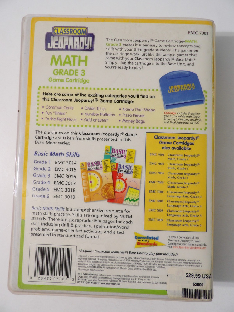 Classroom Jeopardy 3rd Grade Math Game Cartridge