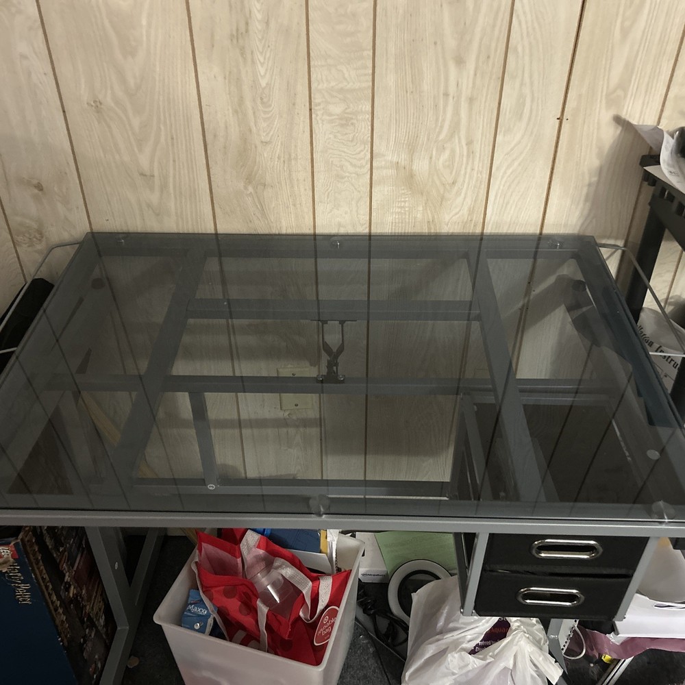 Adjustable Drawing Drafting Table with Tempered Glass Art Work Station