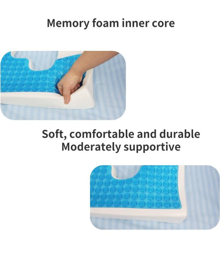 NEW Bed Sore CUSHION for Butt, T-Shaped Triangular Slope Design Gel Memory Foam