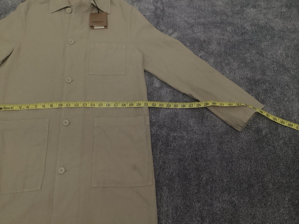 Burberry Uniform Button Down Coat Cotton Blend Canvas Men Size M NEW