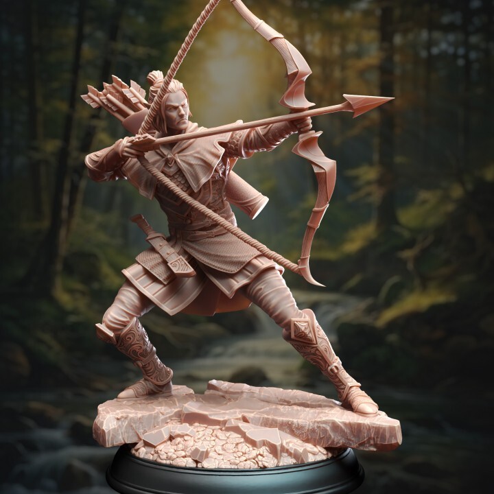 D&D Ervion Elf Ranger Archer Mini 32mm Scale Mini TTRPG