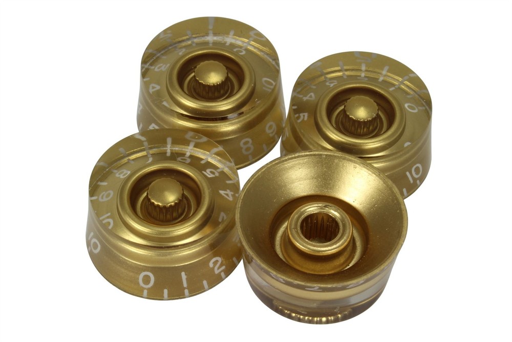Gold Speed Knobs 4pk for Epiphone and import guitars with coarse splines