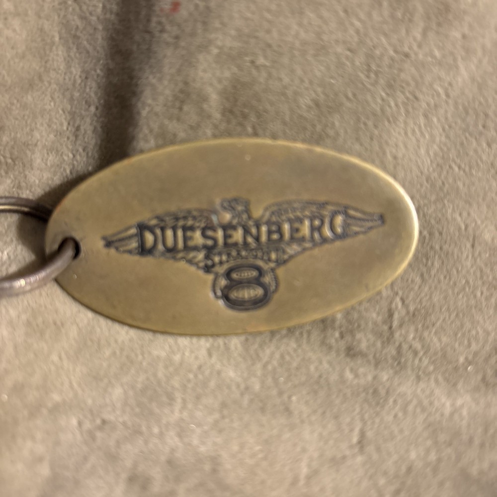 Vintage Solid Brass DUESENBERG ￼Eight Oval Keychain Tag With Eagle Design