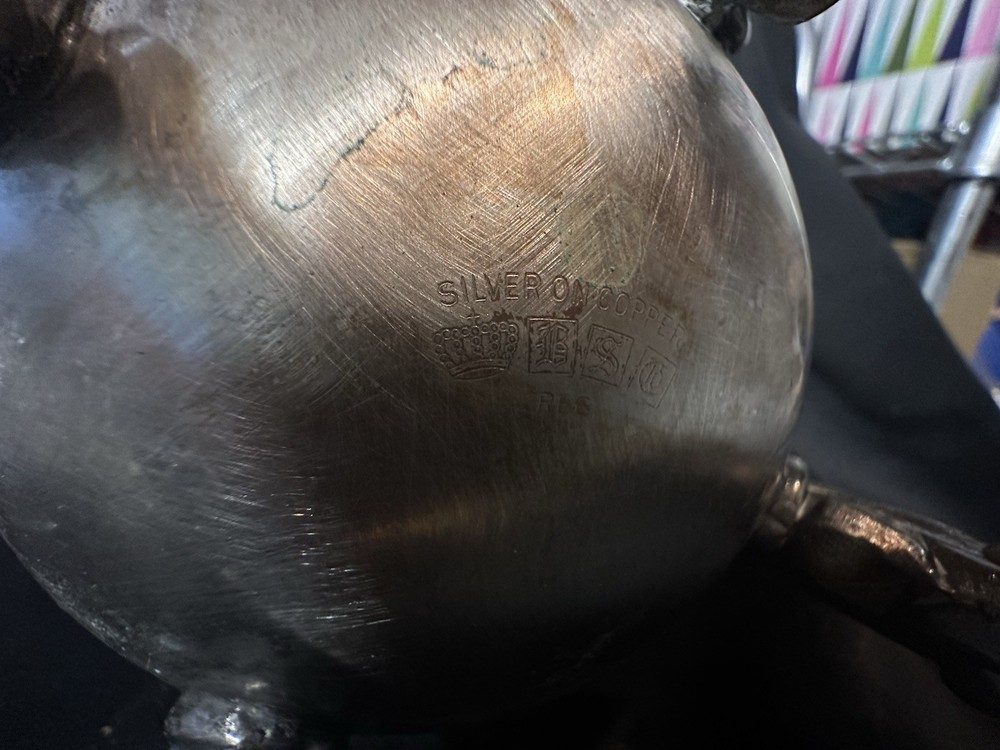 Vtg. Birmingham Silver Co. Silver on Copper 4 Piece Silver Plated Tea Set BSC