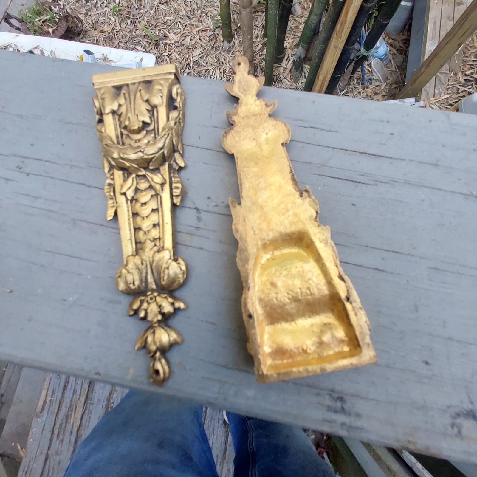 Antique Victorian Brass Furniture Trim Set Of Four Rococo