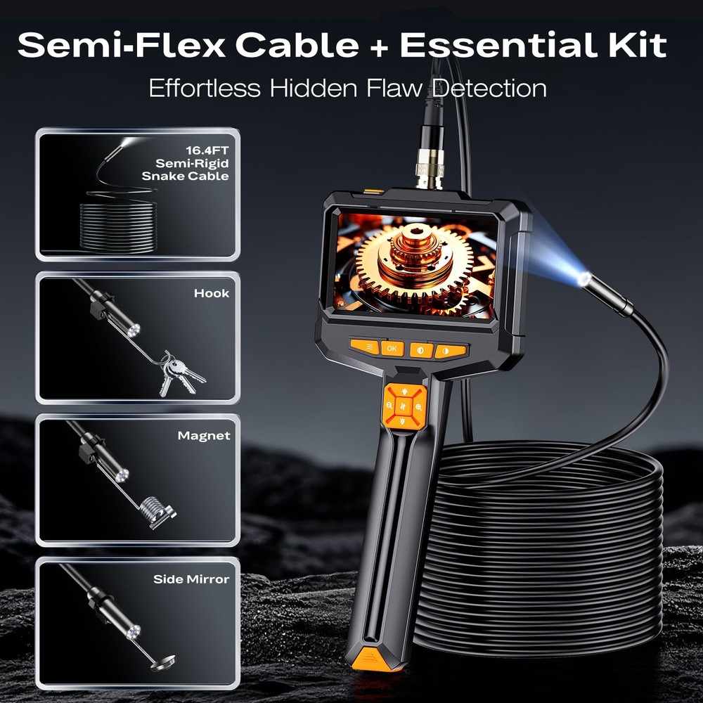 Endoscope Camera with Light, Handheld Borescope Inspection Camera with 4.3" I...