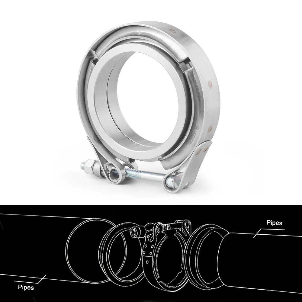 8PCS 3inch Stainless Steel V-Band Clamp SS 304 flange Vband Exhaust Downpipe