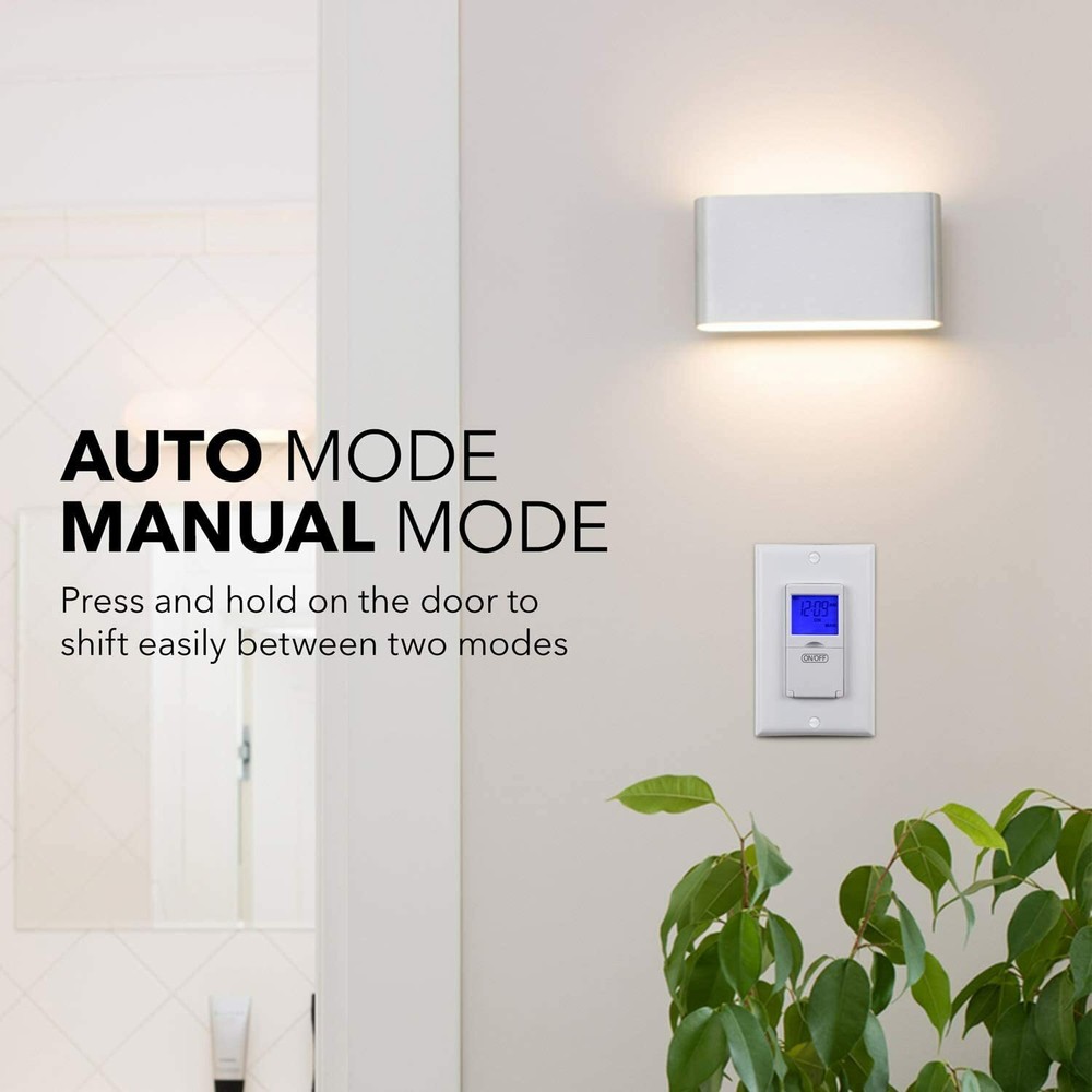 BN-LINK 7 Day Programmable In-Wall Timer Switch Digital with Blue Light, 3 way