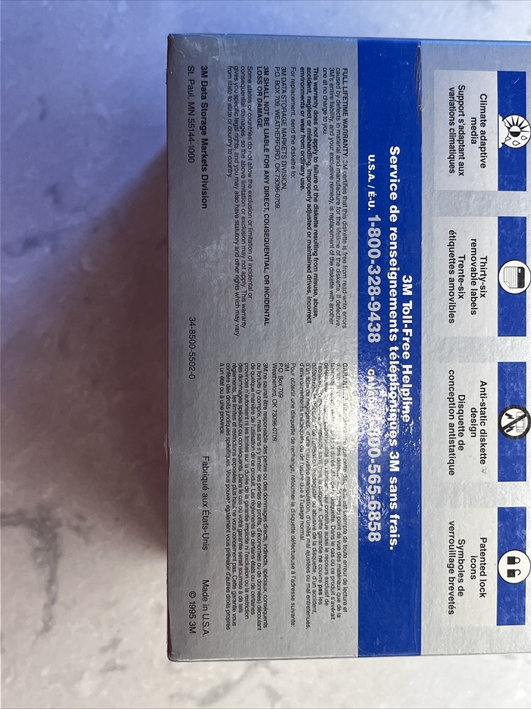 3M High Density DS, HD Diskettes 3.5” NEW SEALED 3 PACK