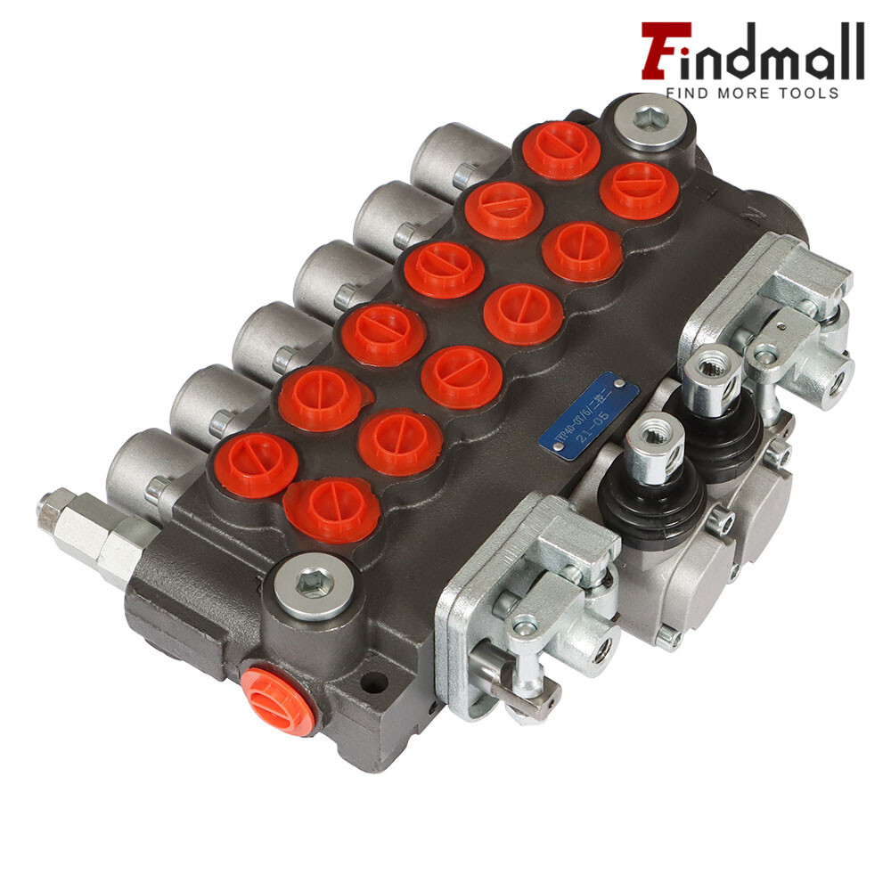 11 GPM Hydraulic Backhoe Directional Control Valve w/ 2 Joysticks,6 Spool