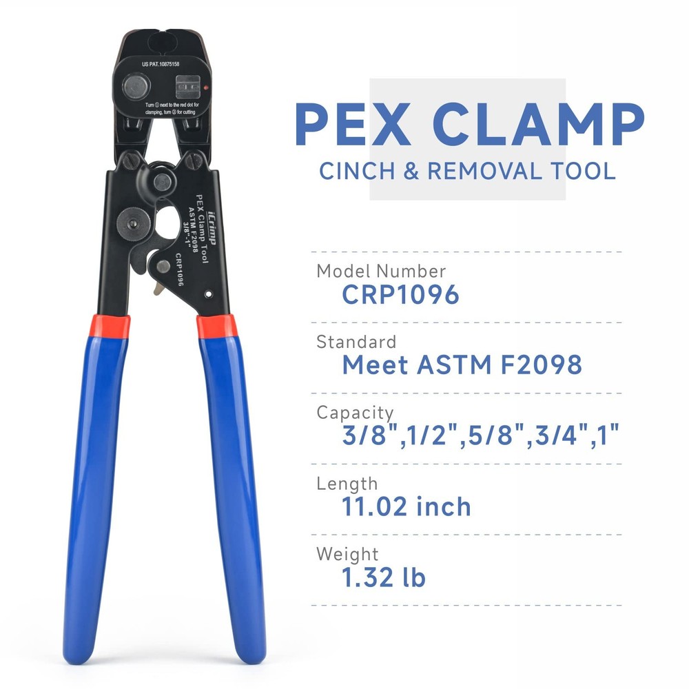 iCRIMP Ratchet PEX Cinch Tool with Removing function for Kit, Blue&red
