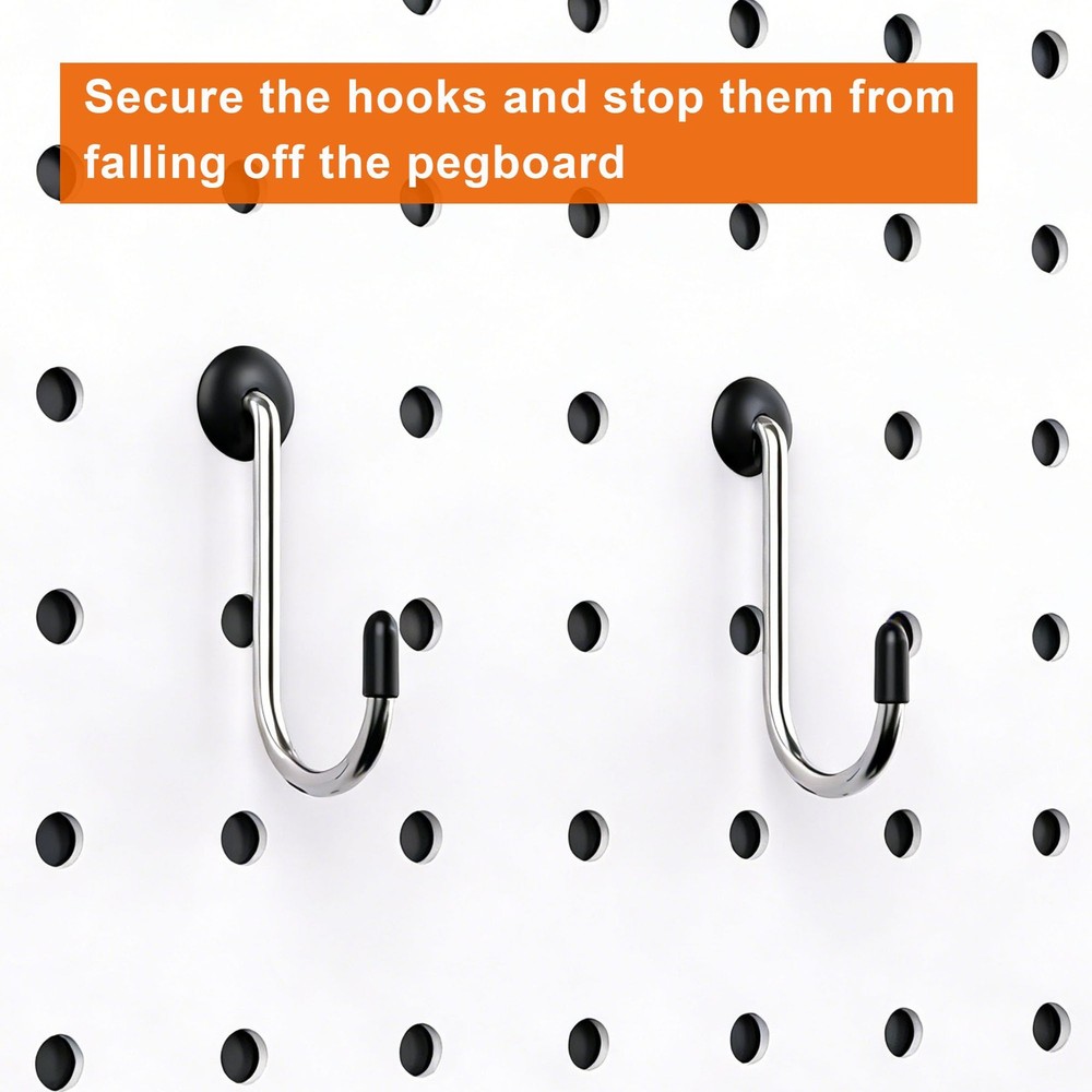 MENEONE Pegboard Hook Locks, for Stopping Hooks from Falling Off, Black