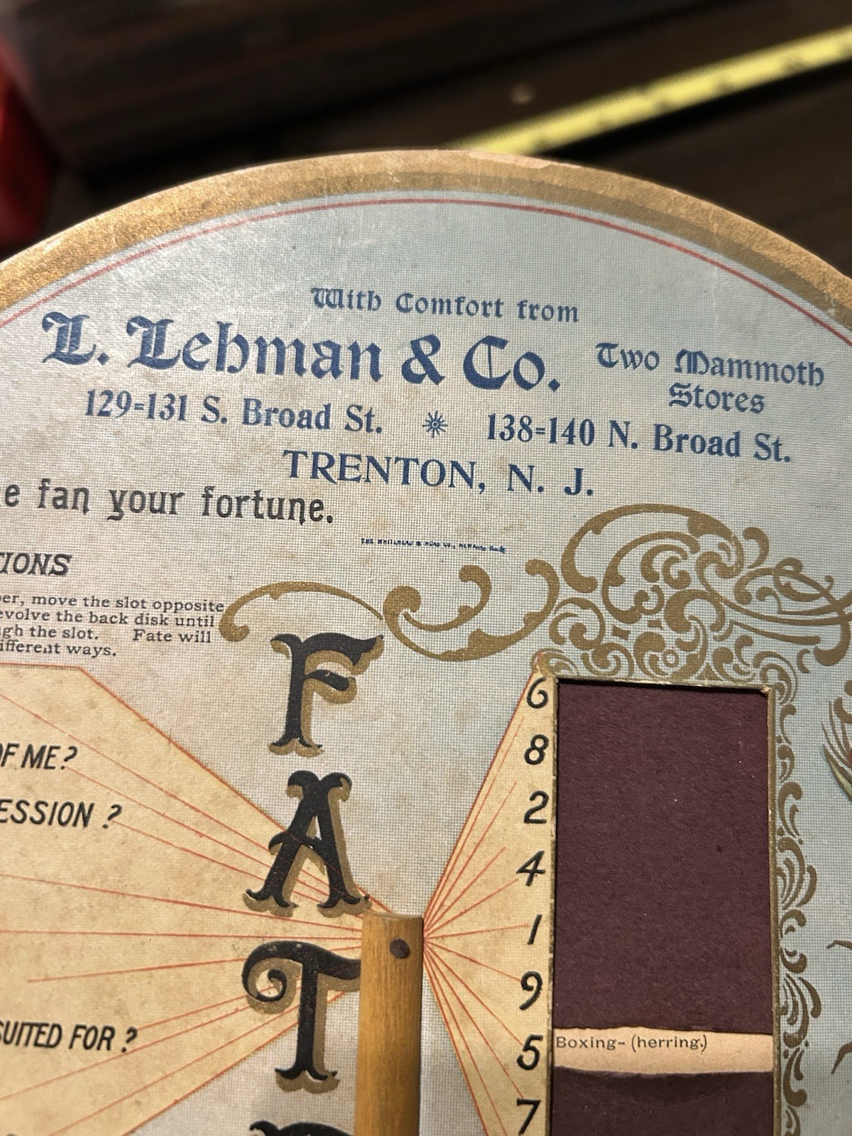 1898 Fate Fortune Teller Advertising Mechanical Hand Fan