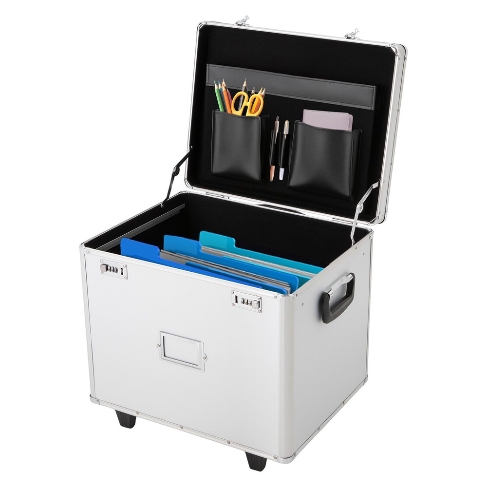 Locking Mobile Business Case, Aluminum Alloy File Lock Box, Hand pull File Case
