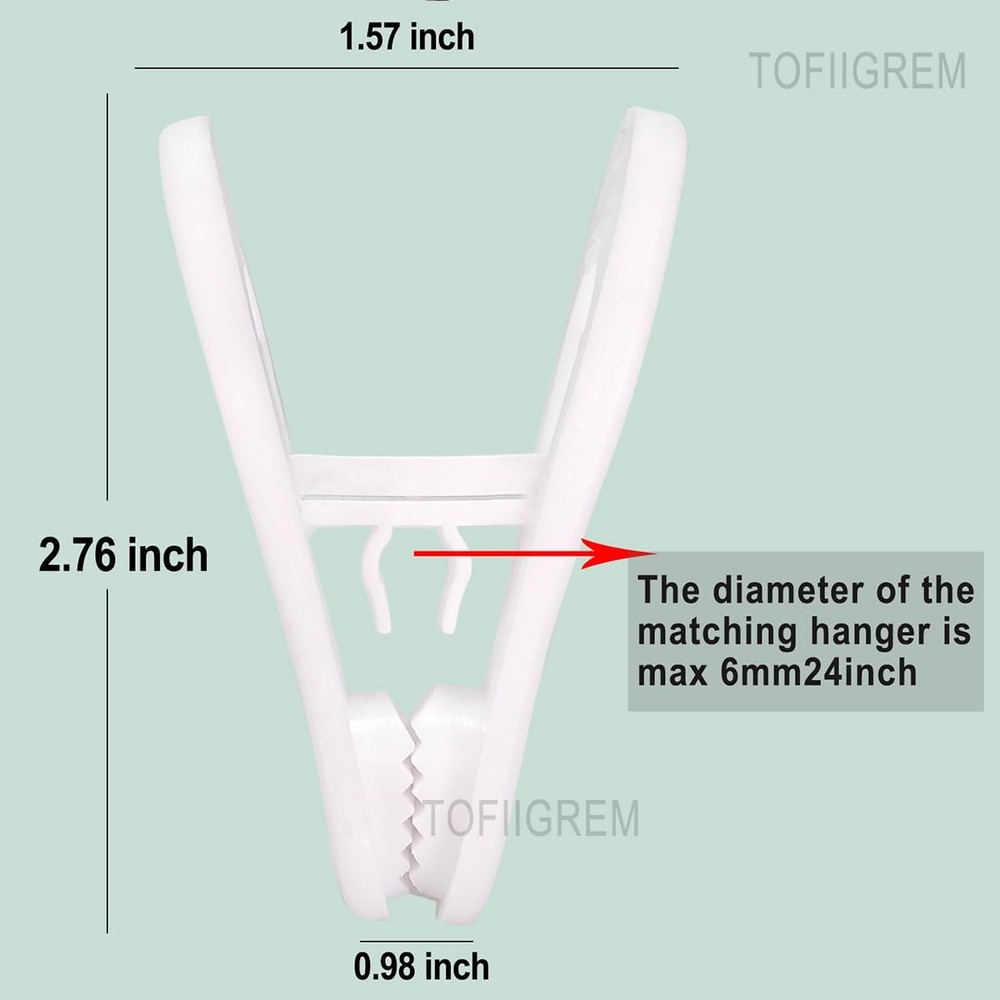 TOFIIGREM White Hanger Clips 50 Pack, Multi-Purpose Plastic 50
