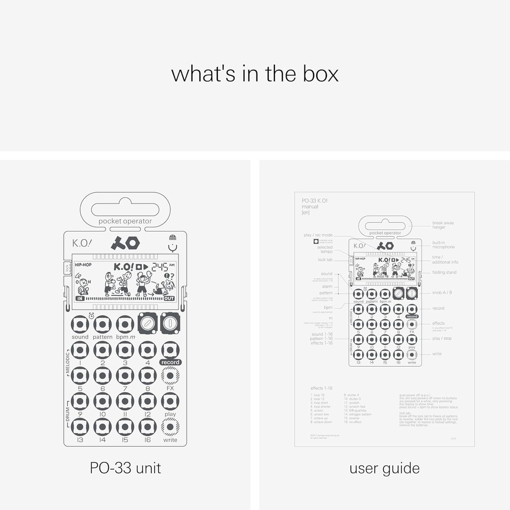 Compact PO-33 K.O.! Sampler & Drum Machine with 40 Sec Memory, Built-In Effects