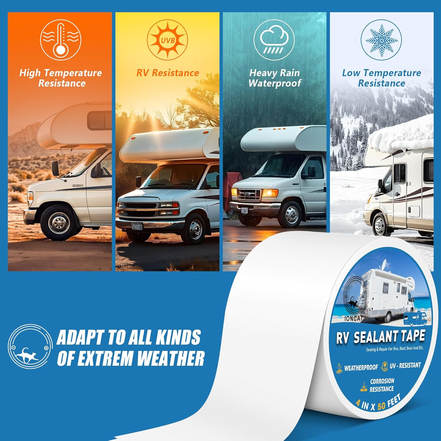 RV Roof Sealant Tape, 4 Inch X 50 Feet RV Repair Seal Tape for Camper Trailer Bo