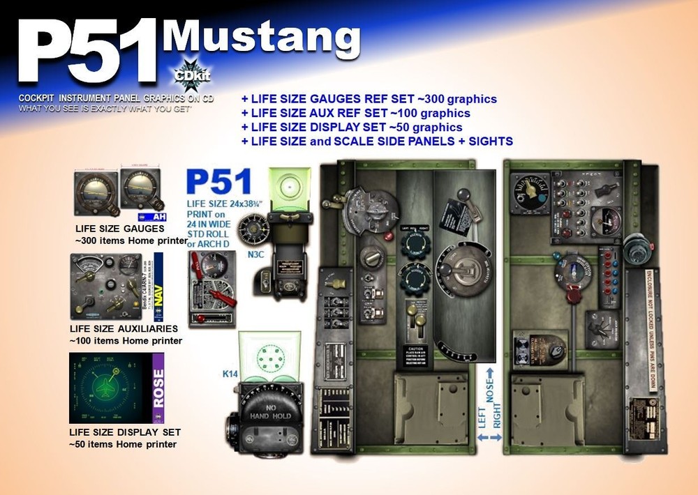 P51 MUSTANG COCKPIT instrument panel CDkit