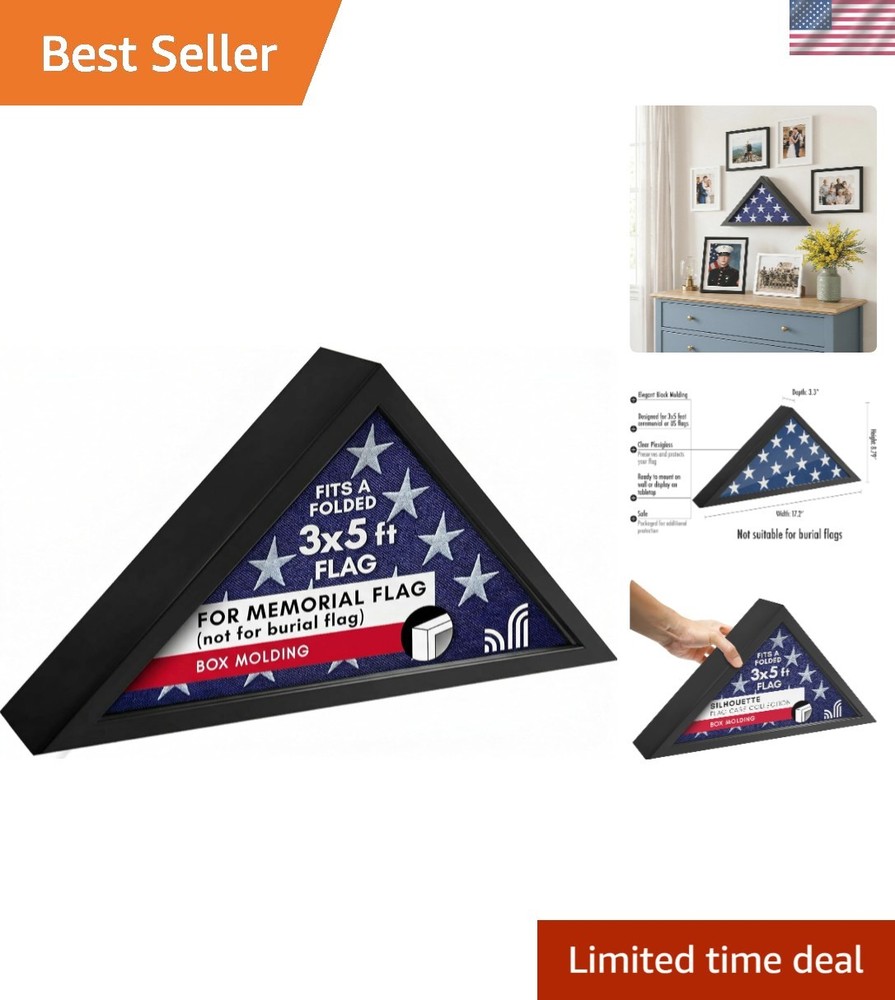 Triangular Flag Frame for 3x5' Ceremonial Flags - Perfect Gift for Veterans