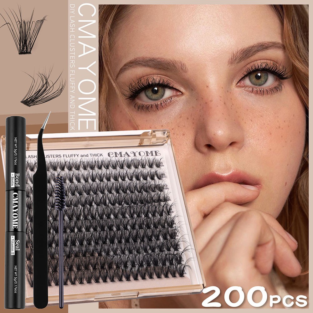 False Eyelashes for DIY Application Cluster Lashes Mix Size Black Set