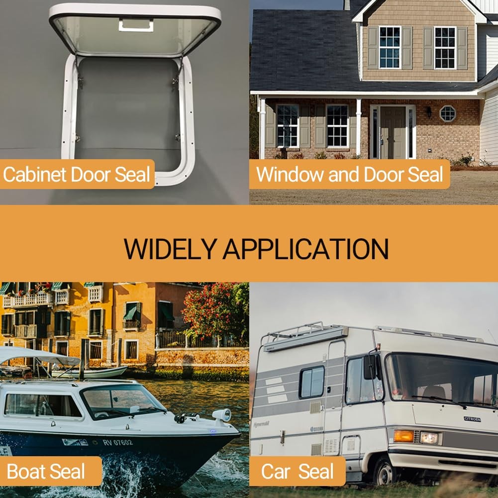 D Shape Rubber Weather Stripping, Self-Adhesive Seal Strip, Rubber Gasket for...