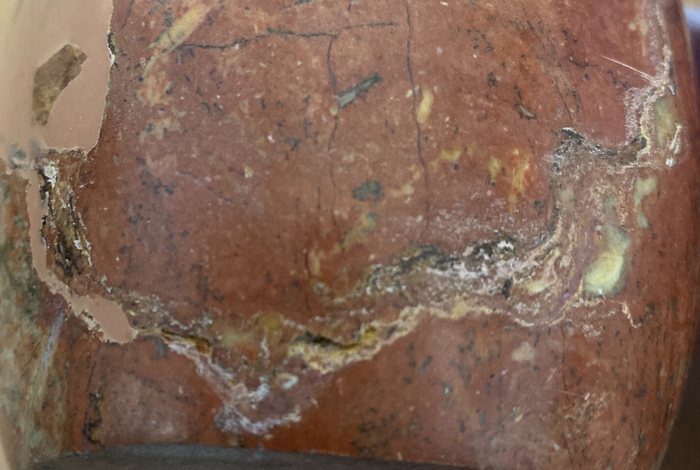 Red-ish Marble(?) Toothbrush Holder 4" (See Description)