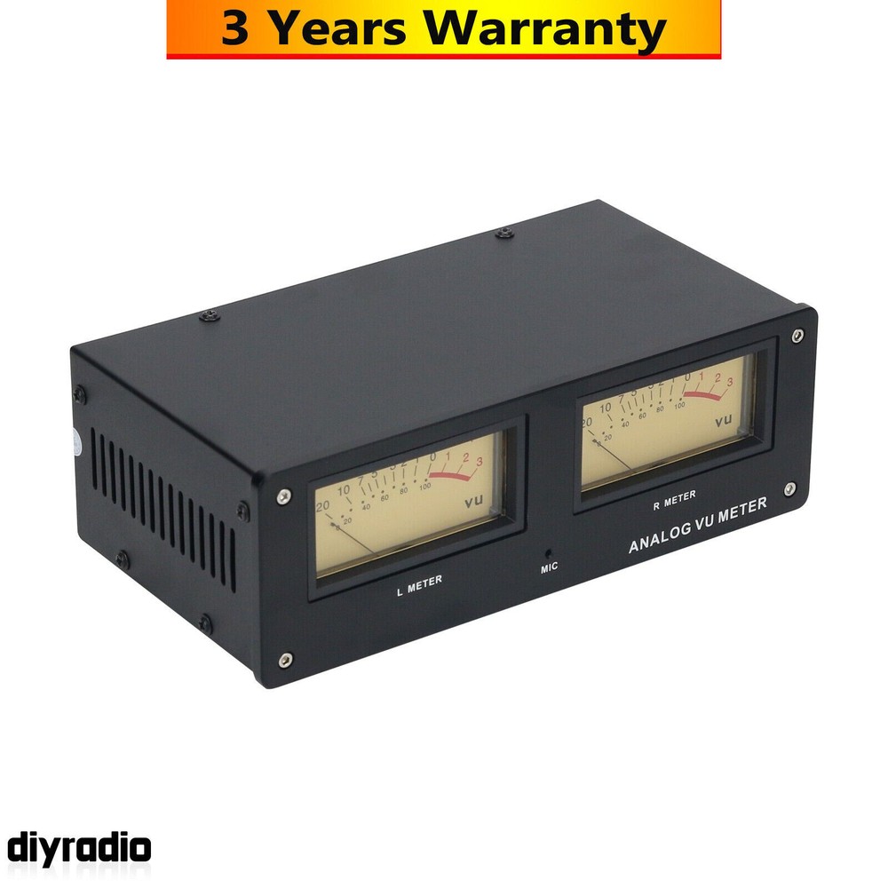 Black MIC-73 Voice Control Square Analog VU Meter Wire-free +LED Warm Backlight