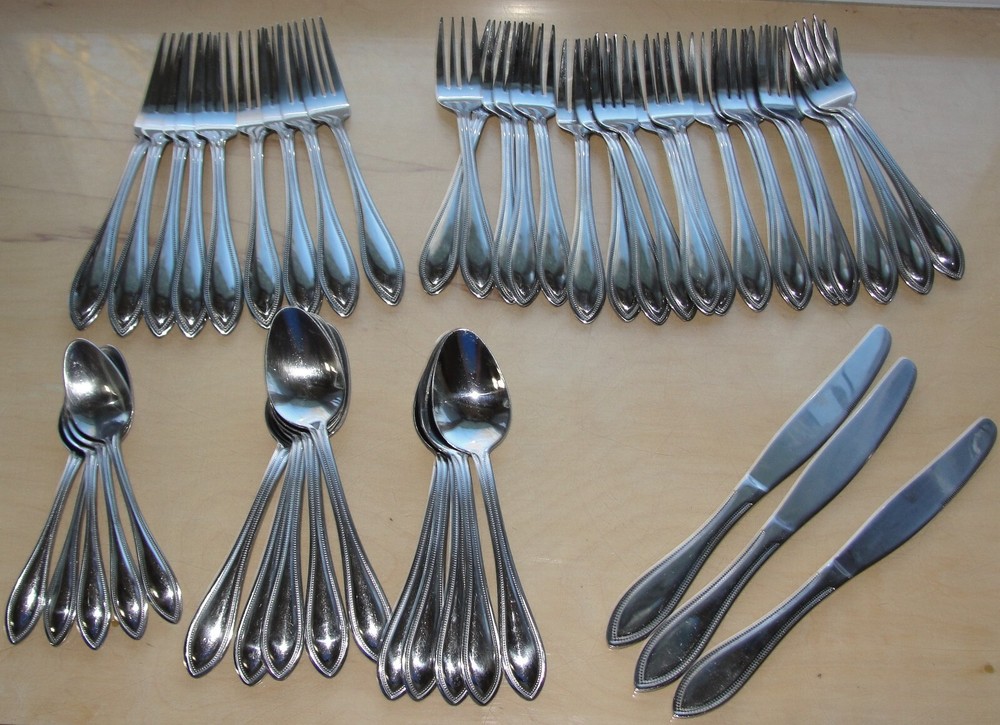 47 pcs. TOWLE Tuscan Bead Stainless Flatware Lot