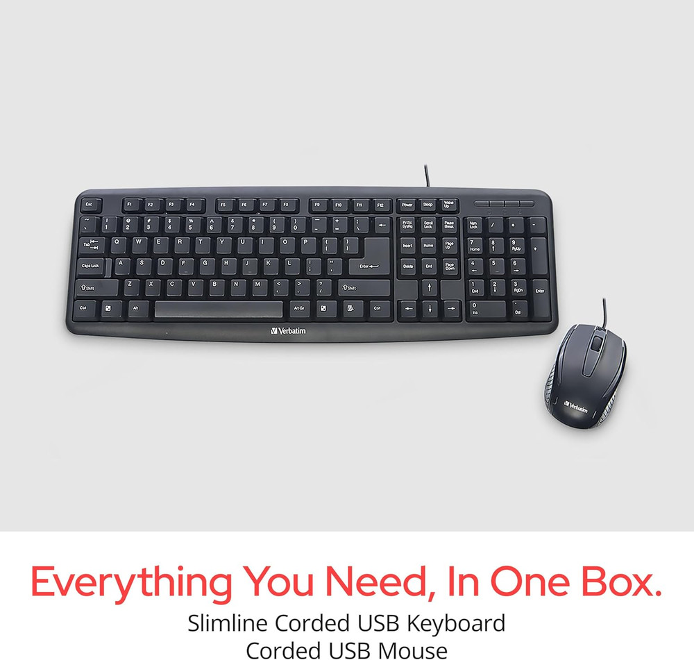 Keyboard and Mouse Corded Combo Pc Computer Usb Optical Wired Set Office Game
