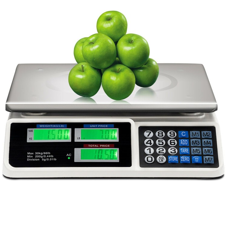 66 lb Electronic Price Computing Scale with LCD Display — Fast, Accurate Pricing