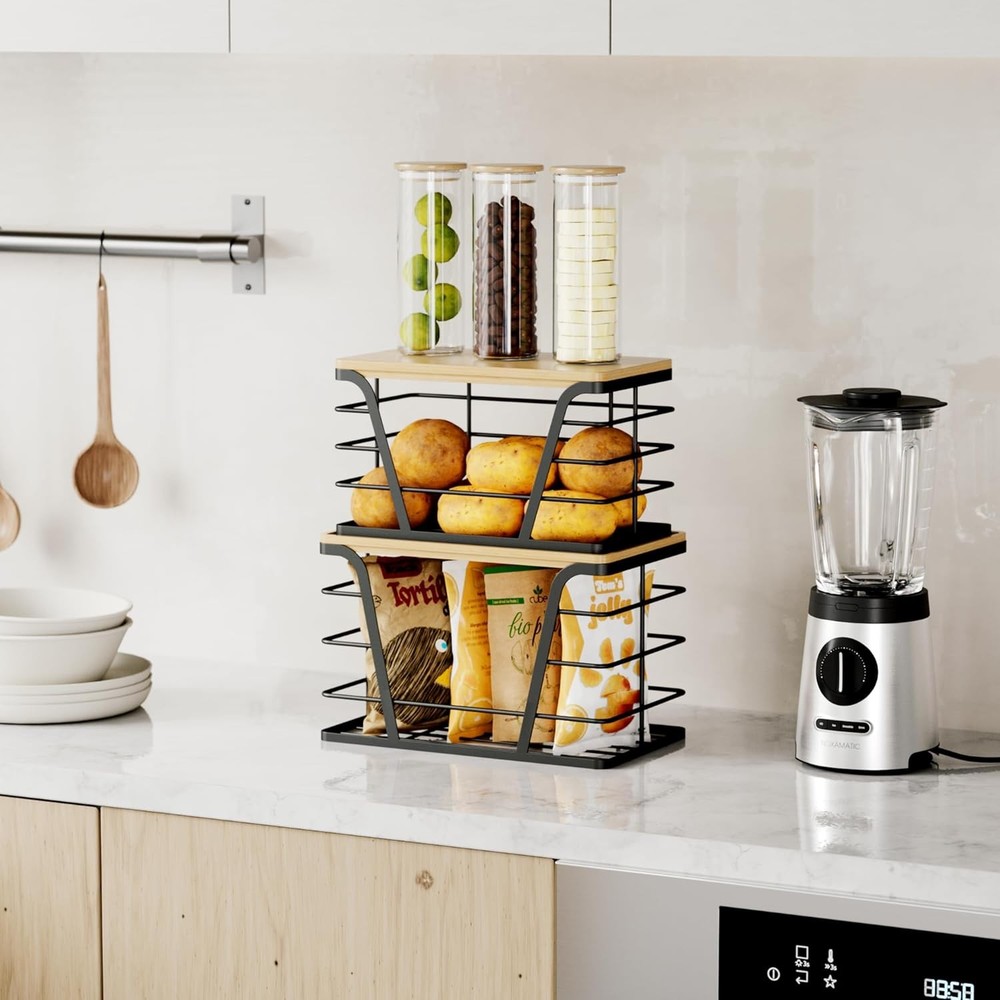 2-Piece Stackable Storage Rack, Wall-Mounted, No Drilling Required