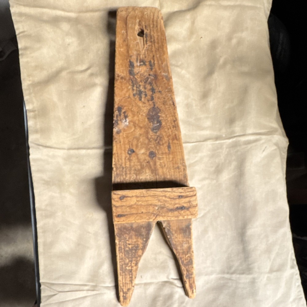 Primitive Signed Wooden Tool Brown Medium Antique Handcrafted Boot Jack