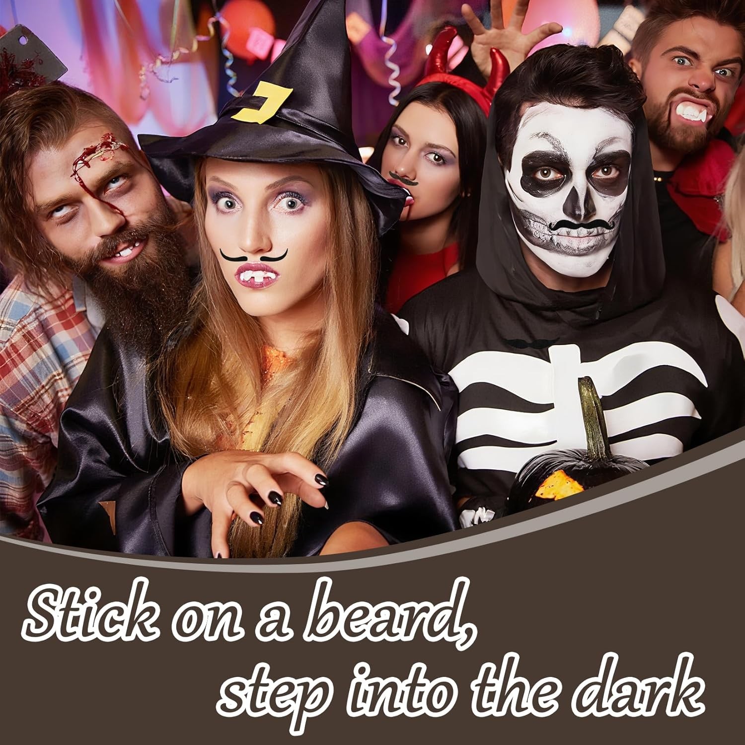 70 Pcs Fake Mustaches, Self Adhesive Fake Novelty Hairy Beard Costume, Christmas