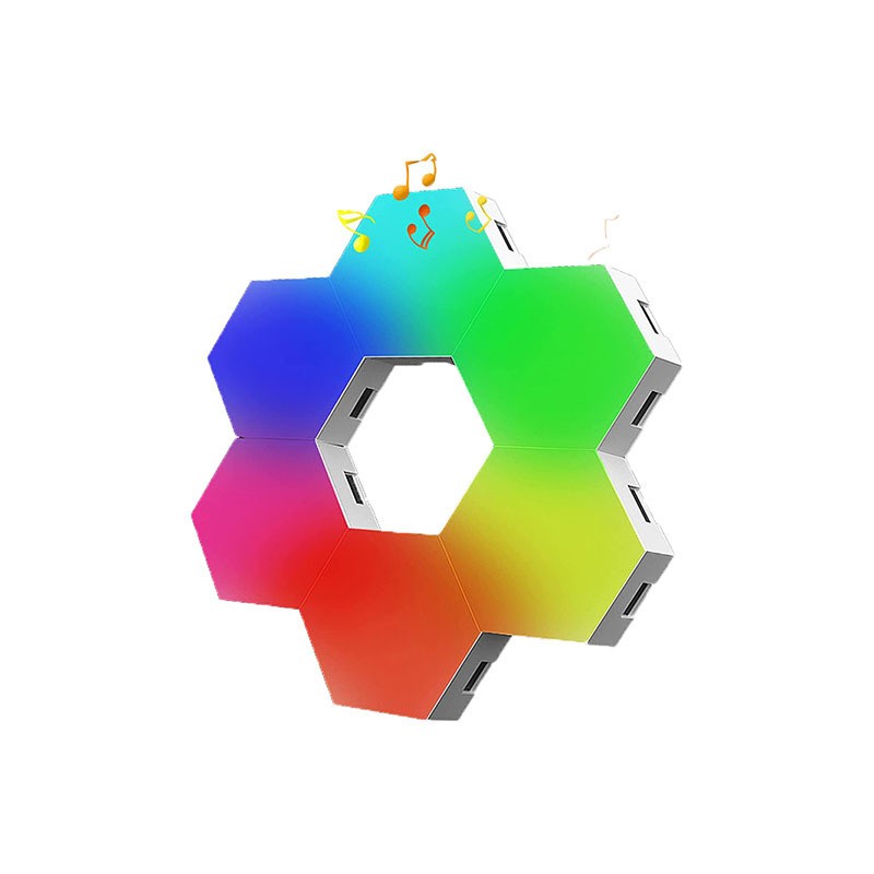 Sound-Activated Quantum Gaming LED - Hexagonal, Bluetooth/WiFi, Ambient