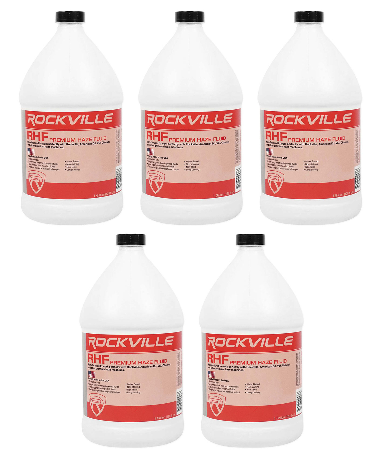(5) Gallons Rockville RHF Water-Based Haze Machine Fluid Juice No-Clog