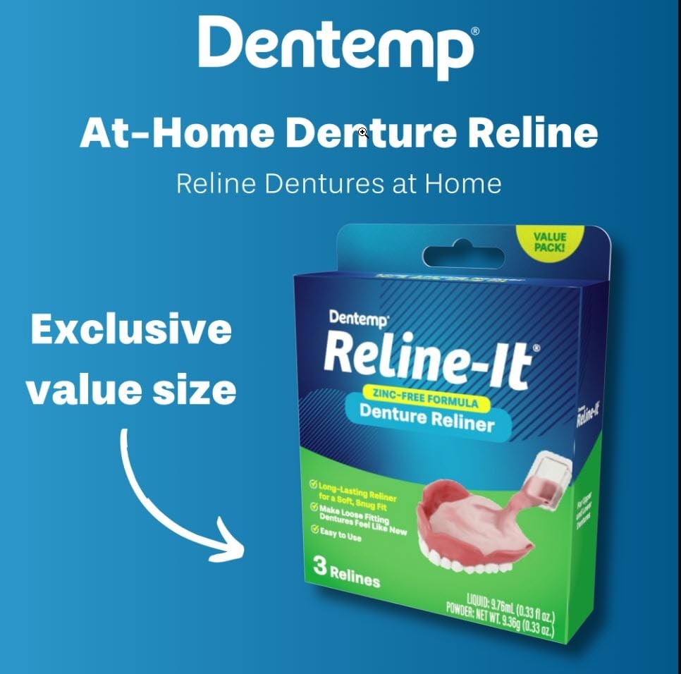 Silicone Denture Reline Kit - Soft Reline Set for Secure Upper/Lower